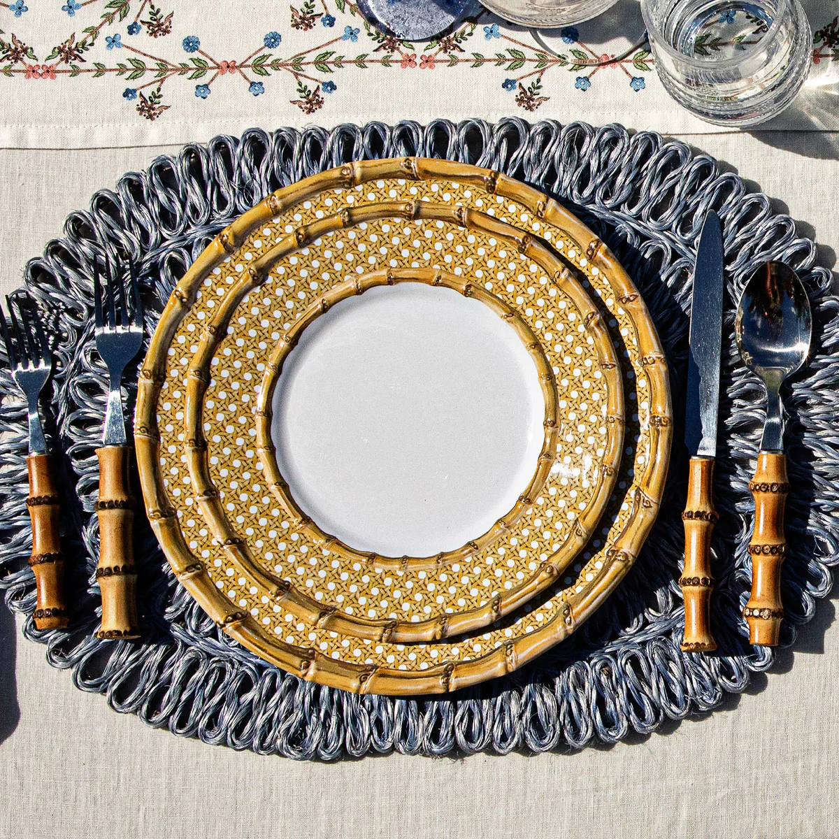 Bamboo Caning Melamine Dinner Plate - Natural - Image 5
