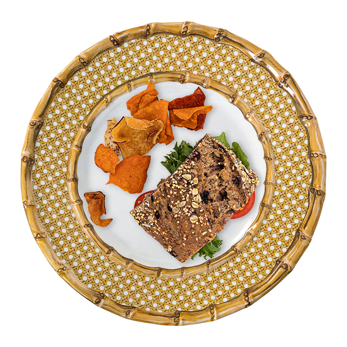 Bamboo Caning Melamine Dinner Plate - Natural - Image 2