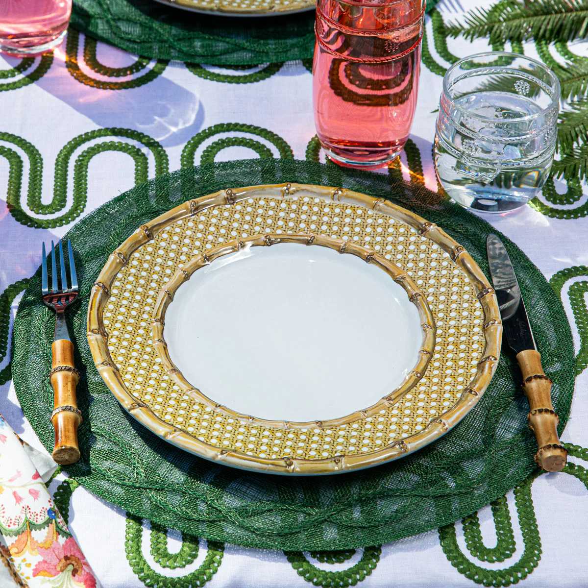 Bamboo Caning Melamine Dinner Plate - Natural - Image 3