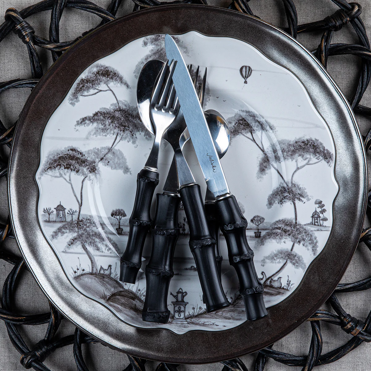 Bamboo 5pc Place Setting - Black - Image 3