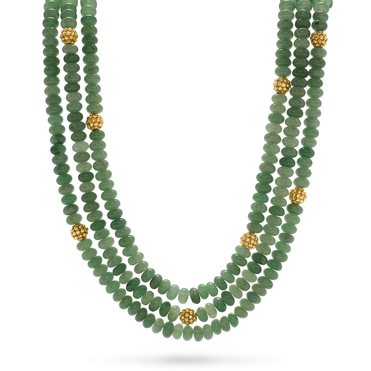 Bead Triple Strand Necklace, 18"+2" - Meadow Jade - Image 4
