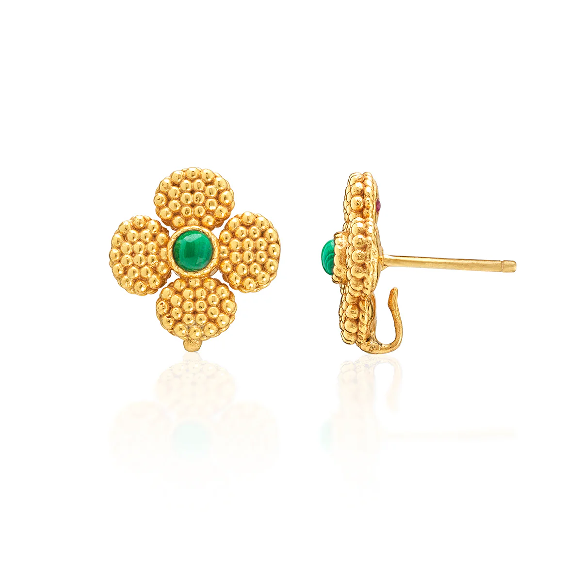 Berry Clover Convertible Duo Earrings - Malachite - Image 5