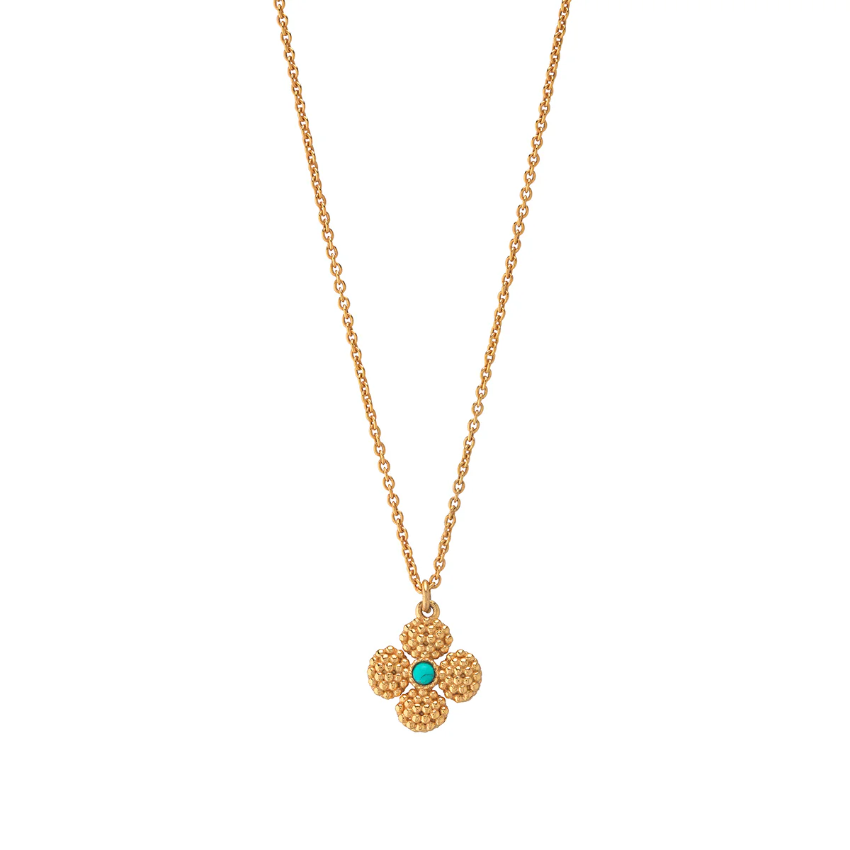 Berry Clover Double Sided Charm Necklace, 16"+2" - Turquoise - Image 2