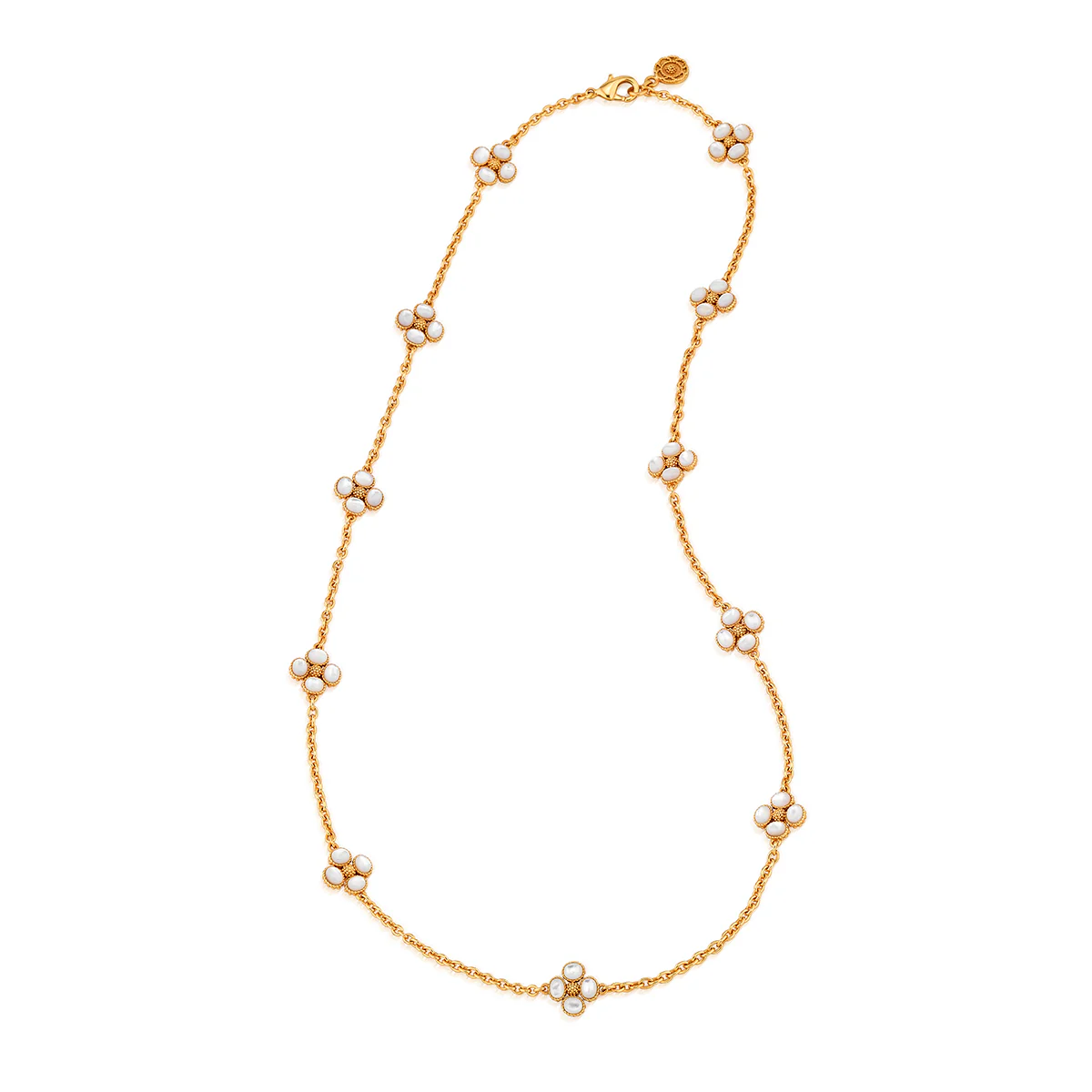Berry Clover Double Sided Necklace, 28" - Pearl White - Image 4
