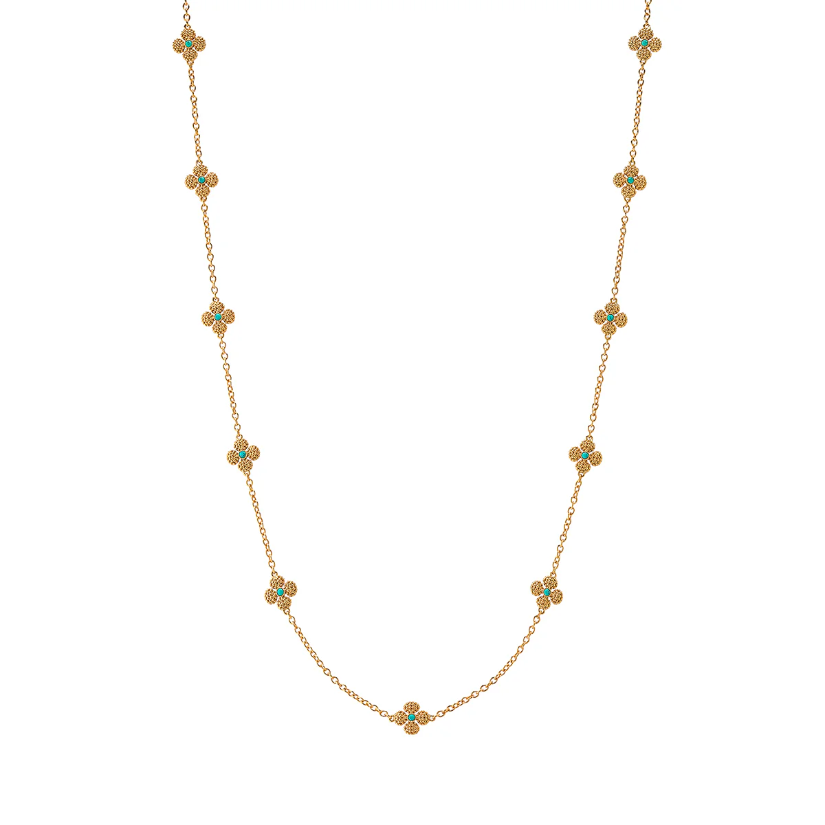 Berry Clover Double Sided Necklace, 28" - Turquoise - Image 2