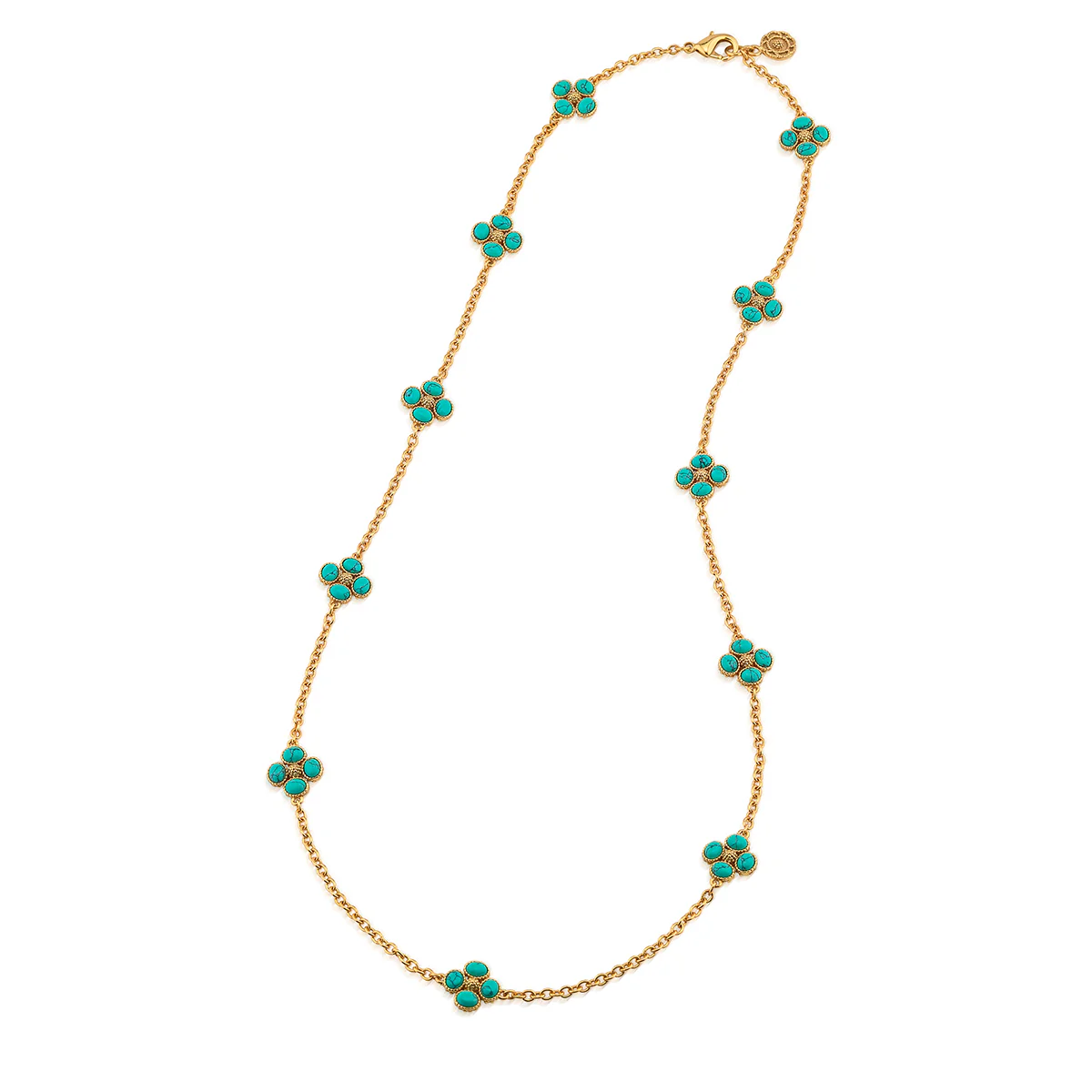 Berry Clover Double Sided Necklace, 28" - Turquoise - Image 4