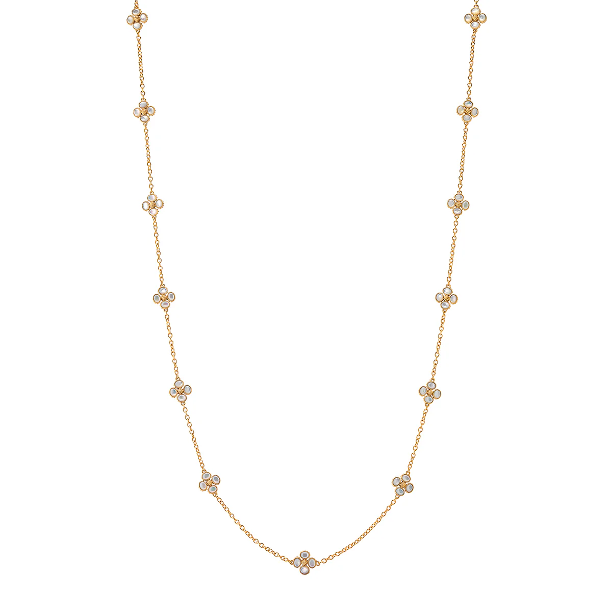 Berry Clover Double Sided Necklace, 34" - Pearl White - Image 2