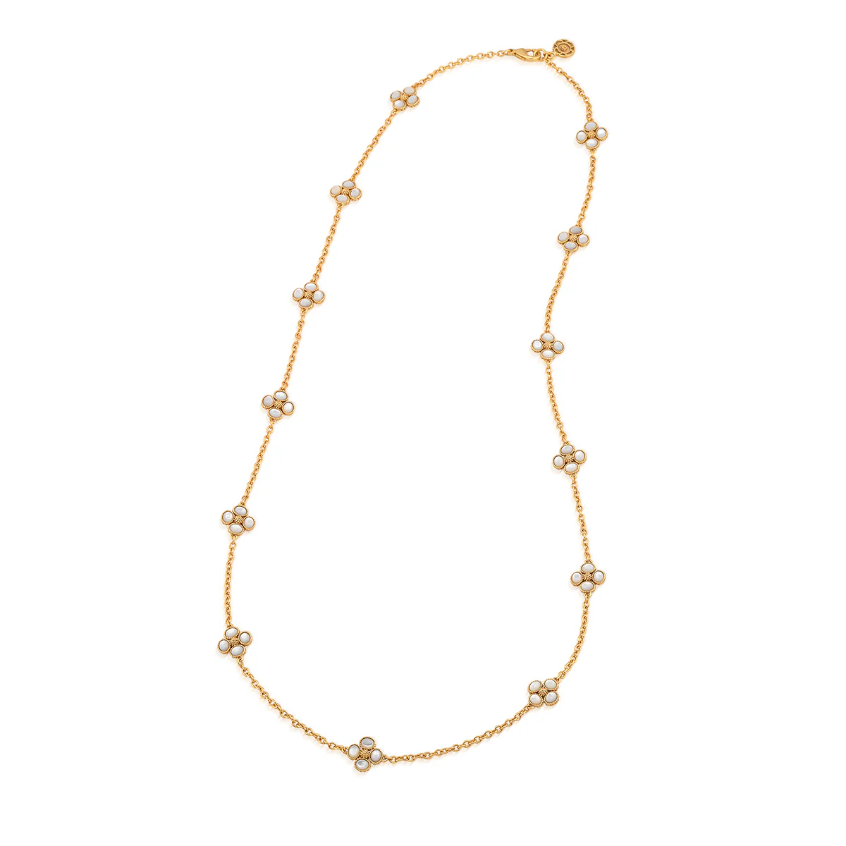 Berry Clover Double Sided Necklace, 34" - Pearl White - Image 4