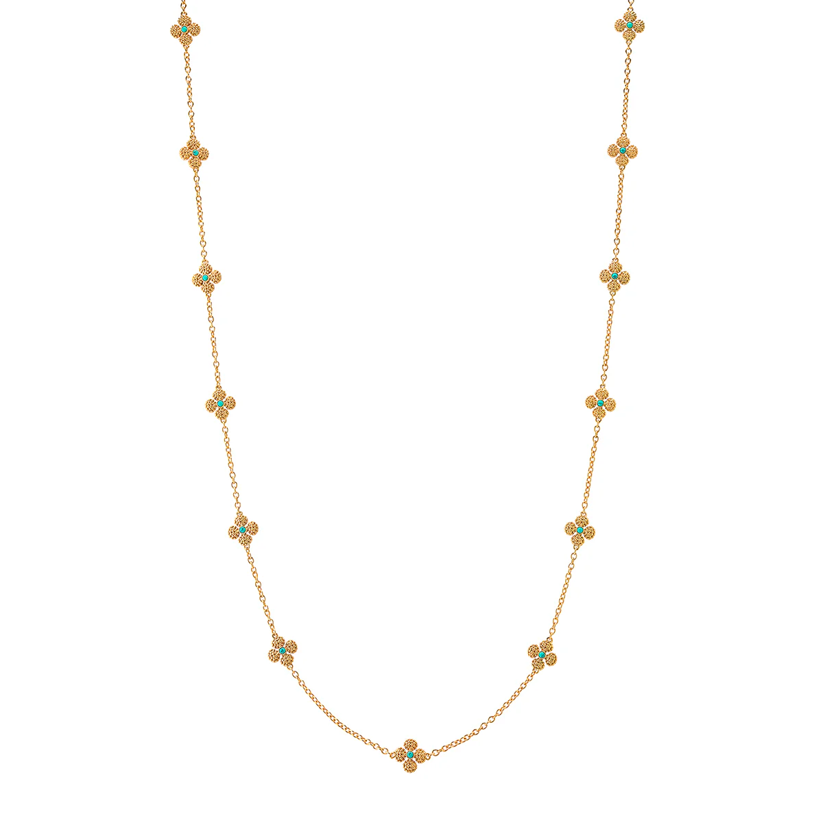 Berry Clover Double Sided Necklace, 34" - Turquoise - Image 2