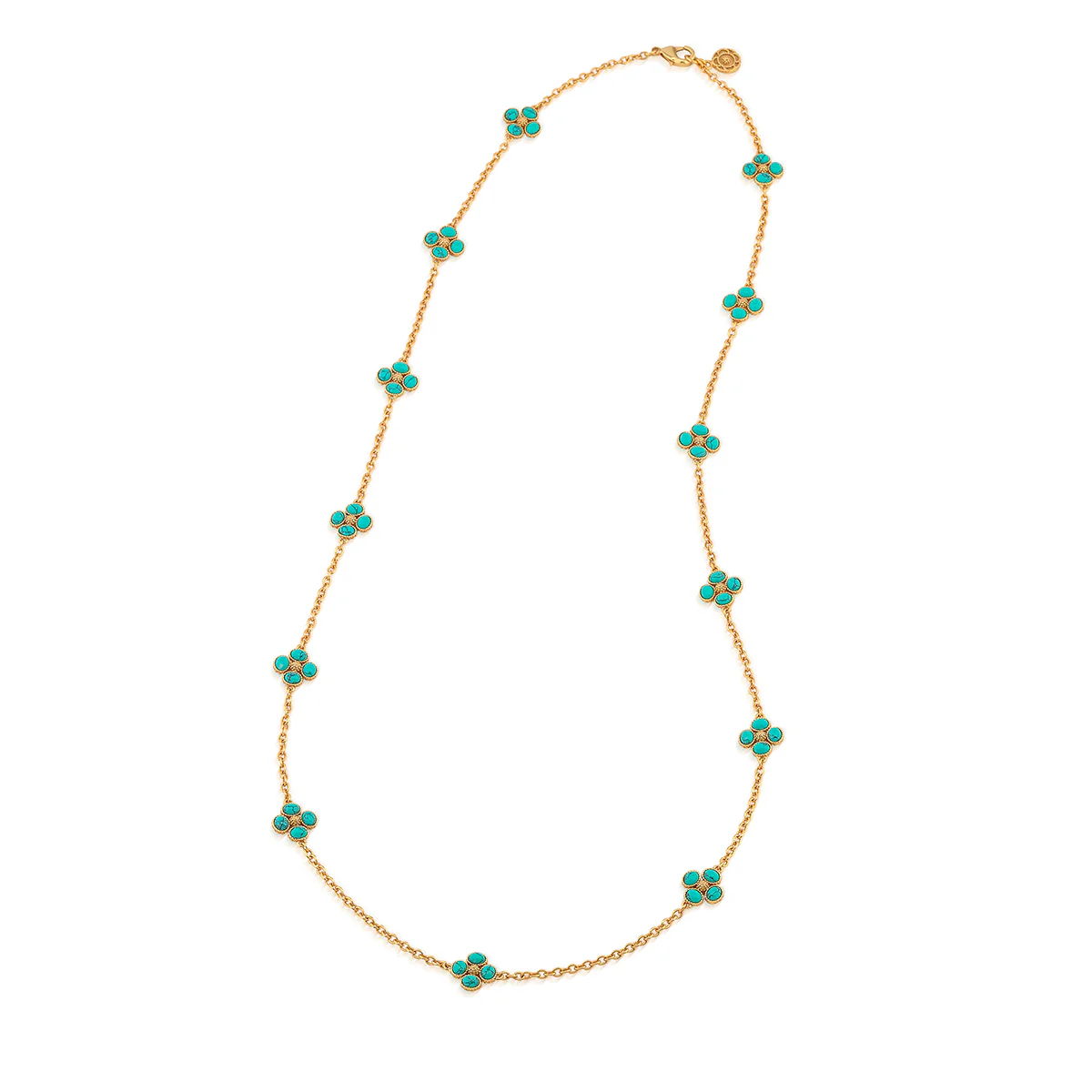 Berry Clover Double Sided Necklace, 34" - Turquoise - Image 4