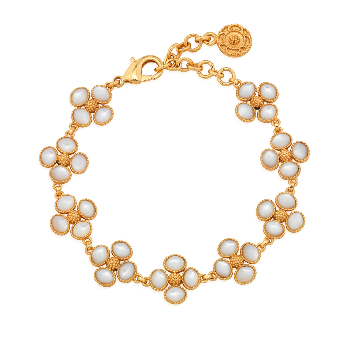 Berry Clover Link Bracelet, 7"+2" - MOP