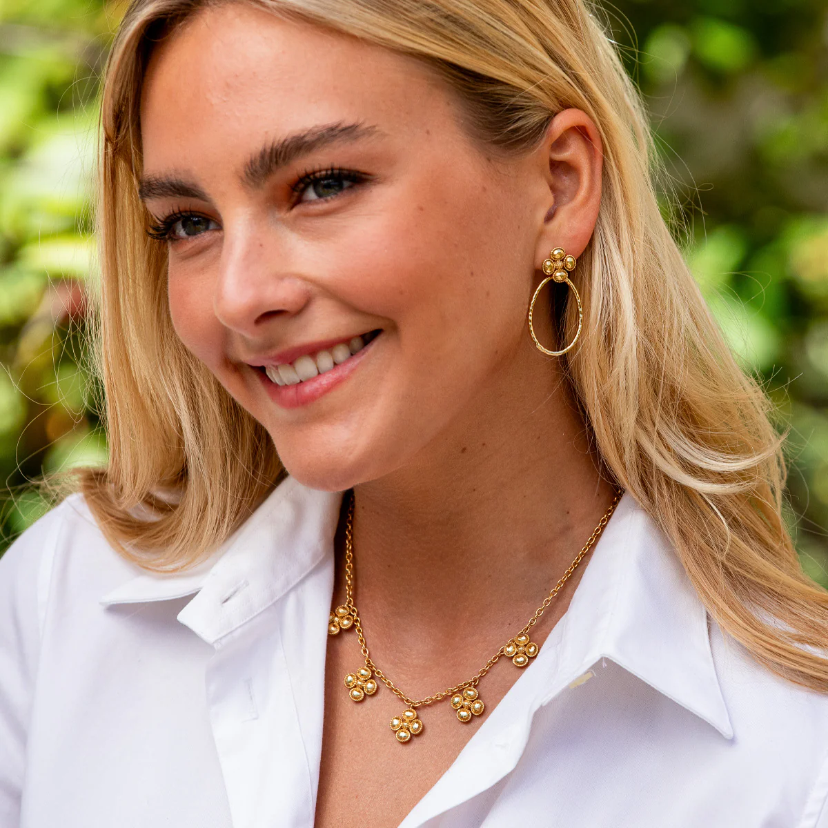 Berry Clover Multi Station Necklace, 16"+2" - Gold - Image 2