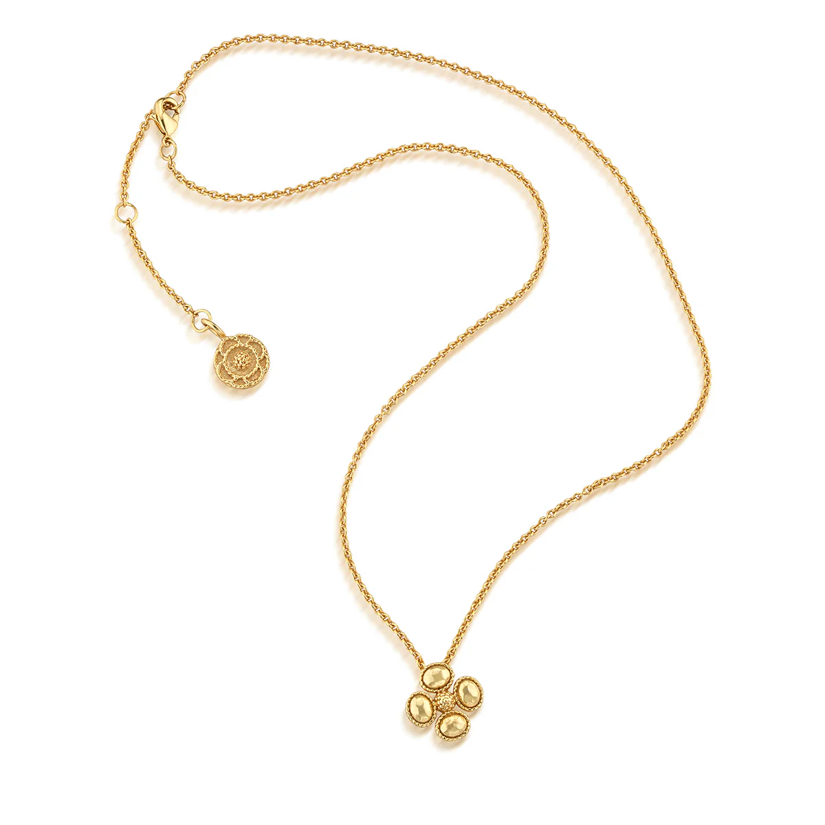 Berry Clover Station Necklace, 16"+2" - Gold - Image 3