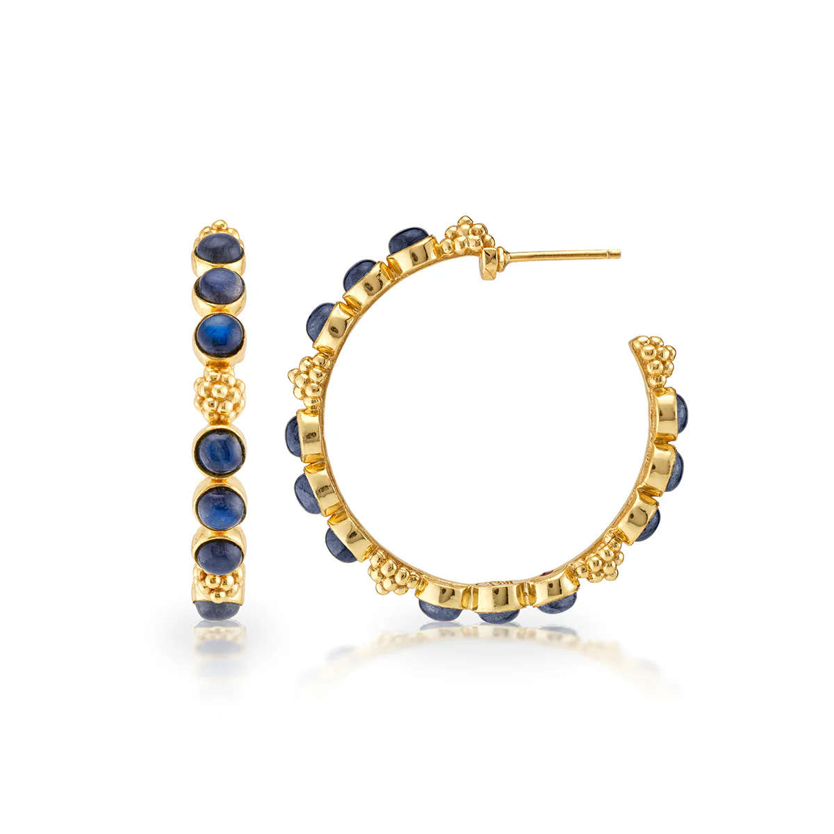 Berry Gem Medium Hoop Earrings - Blue Labradorite - Image 3