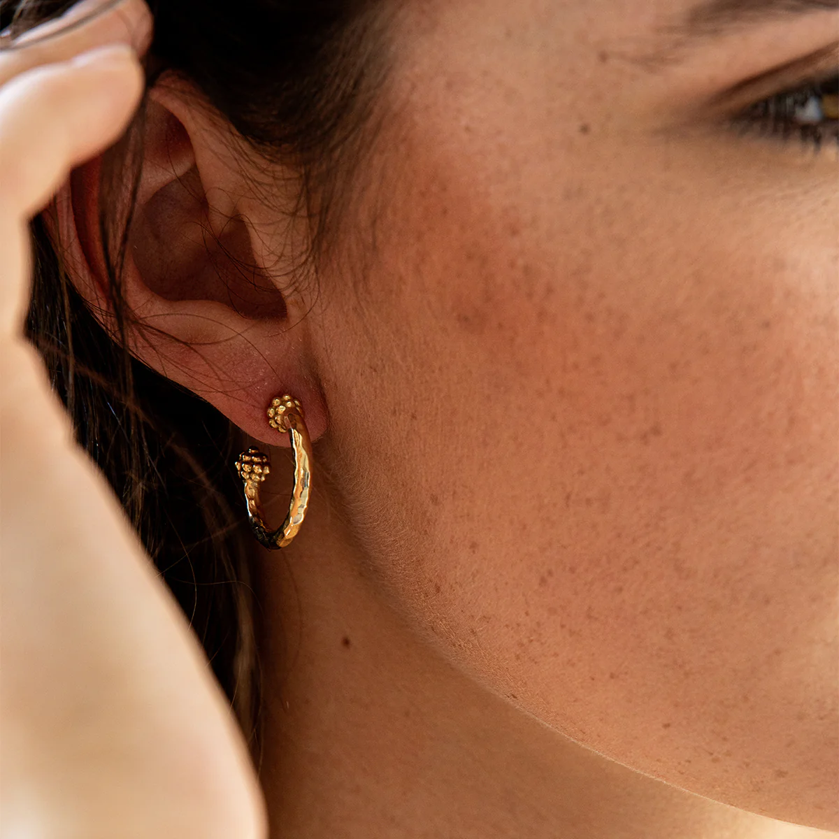 Berry Slice Small Hoop Earrings - Gold - Image 2