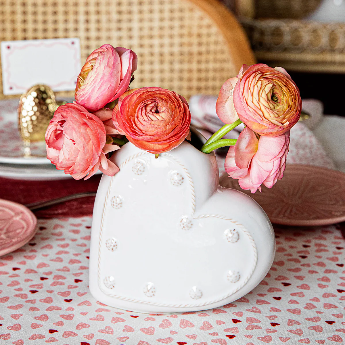 Berry & Thread 6" Heart Vase - Whitewash - Image 4