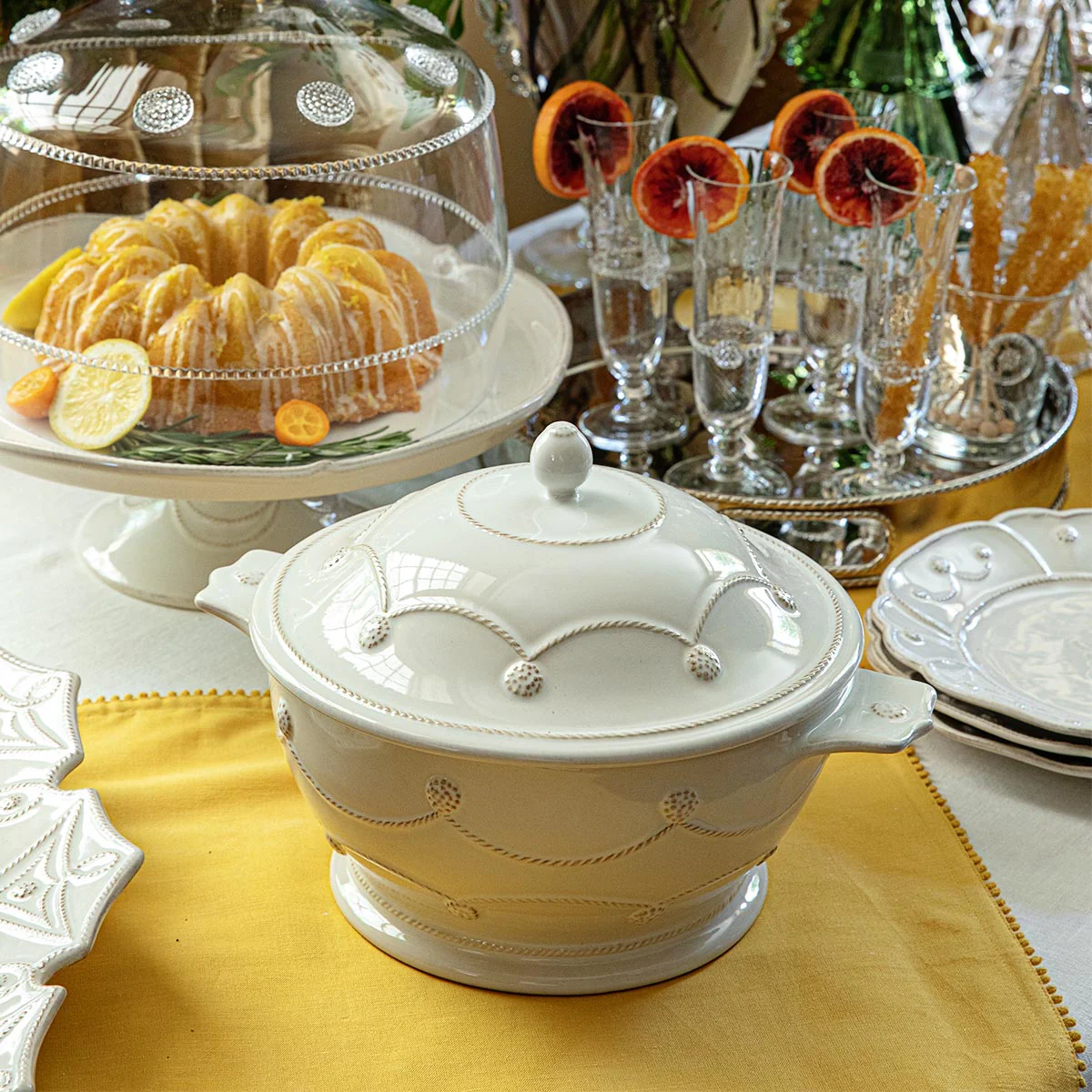 Berry & Thread Casserole with Lid - Whitewash - Image 8