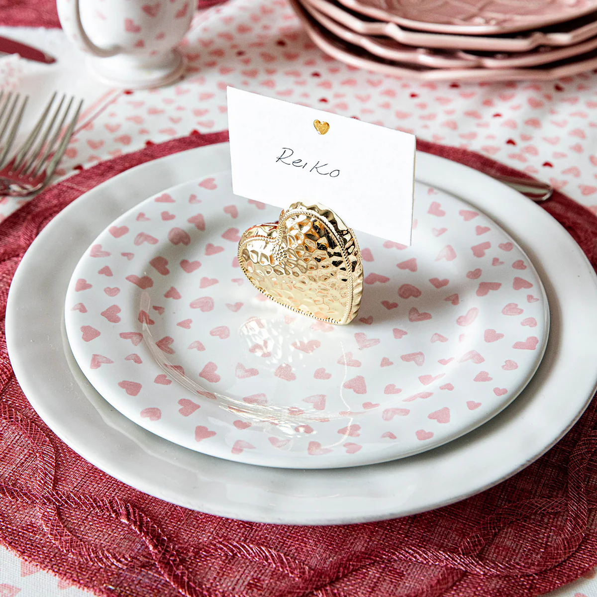 Berry & Thread Heart Place Card Holder Set/4 - Gold - Image 6