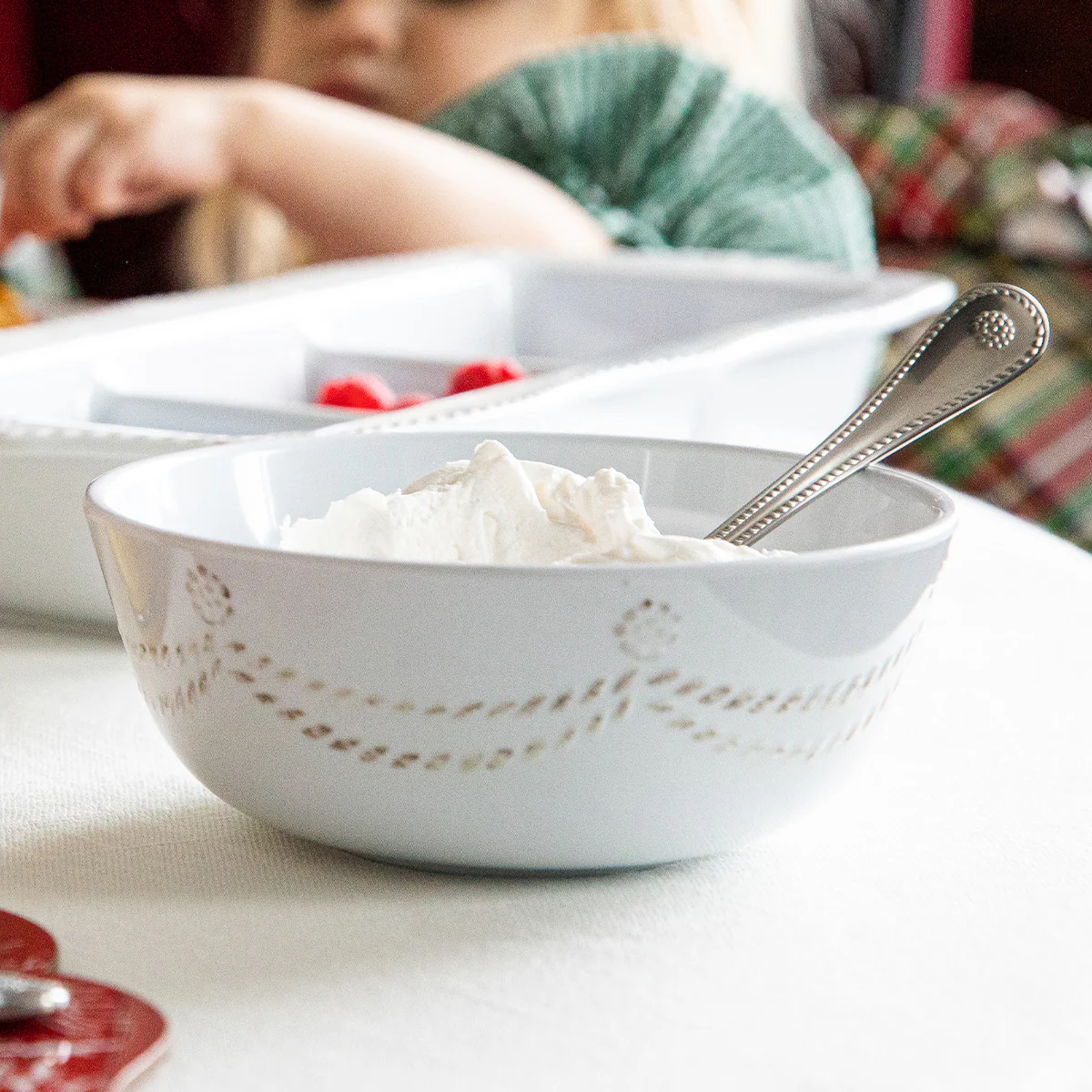 Berry & Thread Melamine Cereal/Ice Cream Bowl - Whitewash - Image 3