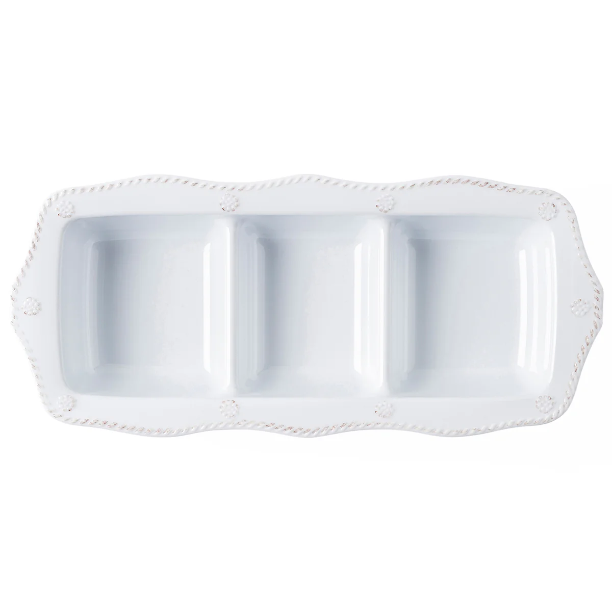 Berry & Thread Melamine 14" Triple Section Server - Whitewash - Image 2
