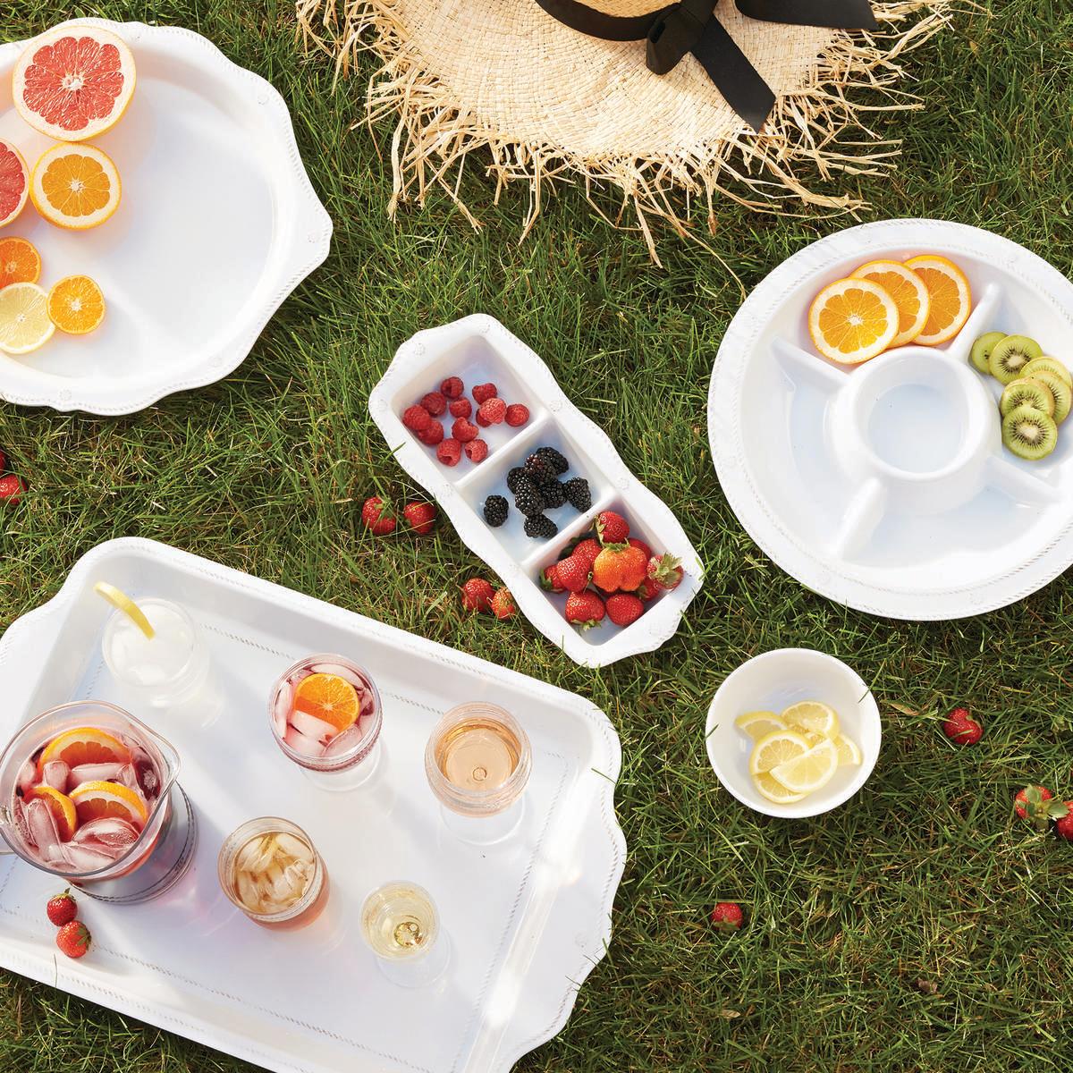 Berry & Thread Melamine 14" Triple Section Server - Whitewash - Image 4