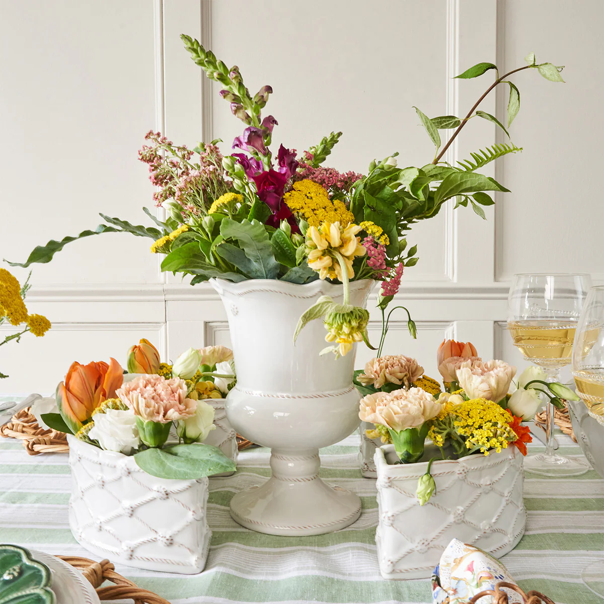 Berry & Thread Petite Parterre Garden Half Circle Vase Set/2 - Whitewash - Image 4