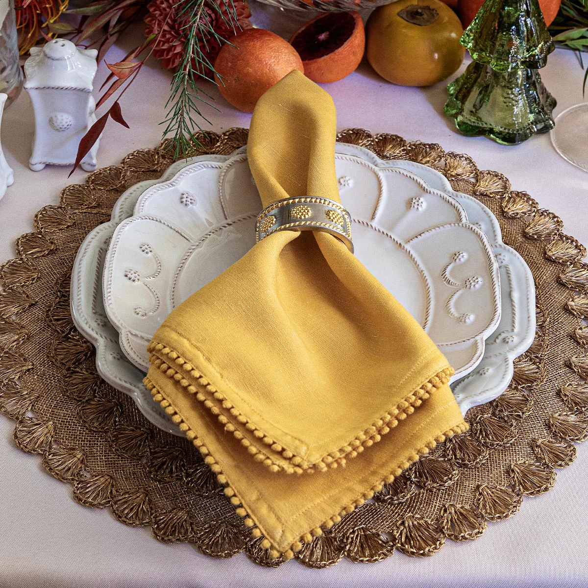 Berry Trim Napkin Set/4 - Saffron - Image 4