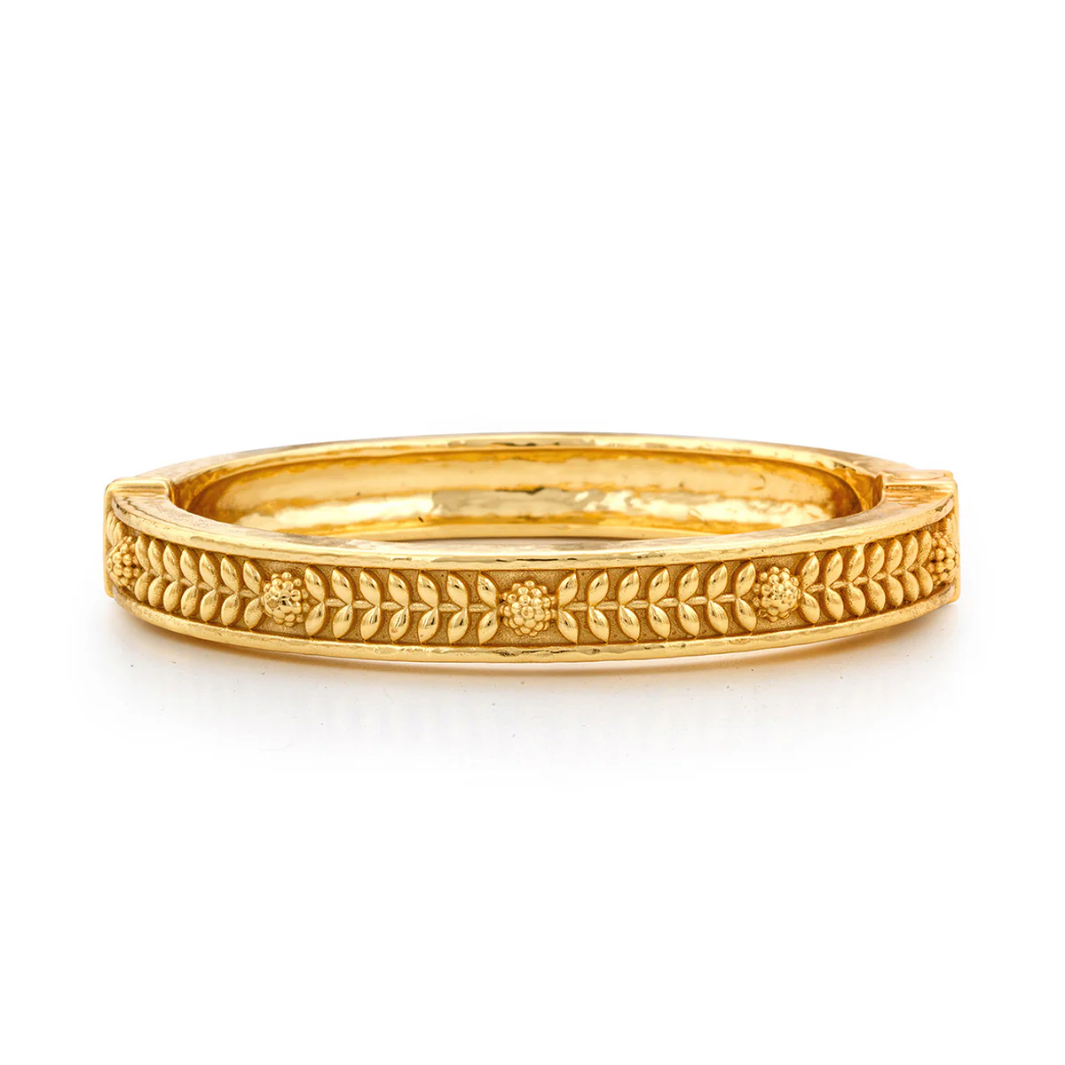 Berry Vine Hinged Bangle, S/M - Gold