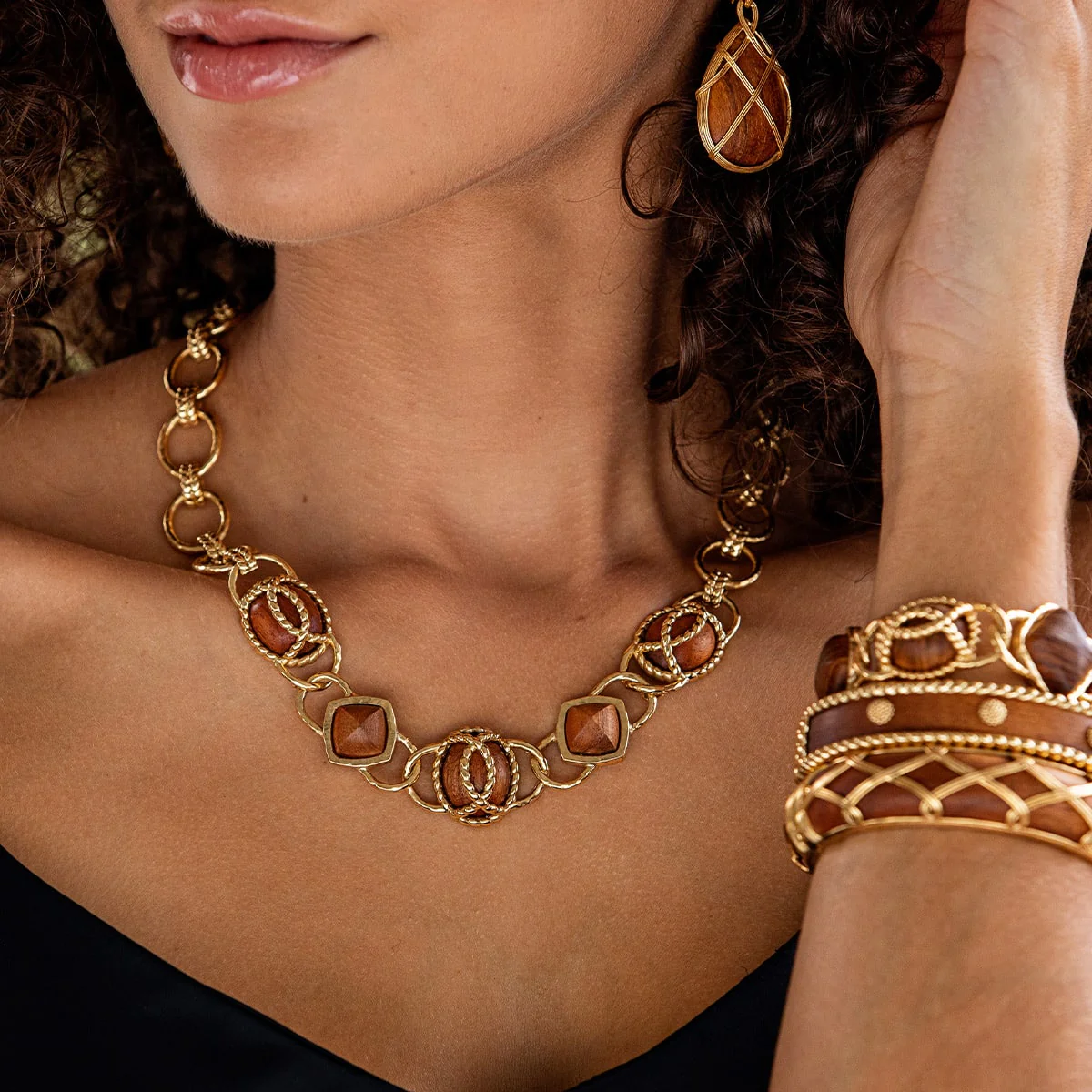 Blandine Chain Necklace, 18"+2" - Teak - Image 3