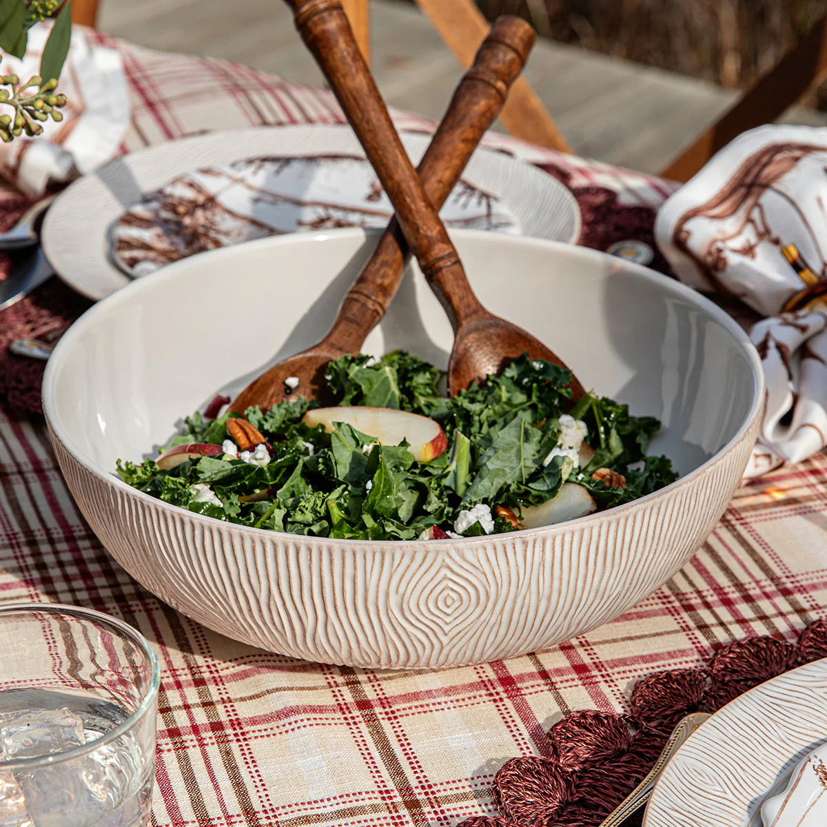 Blenheim Oak 12" Serving Bowl - Whitewash - Image 3