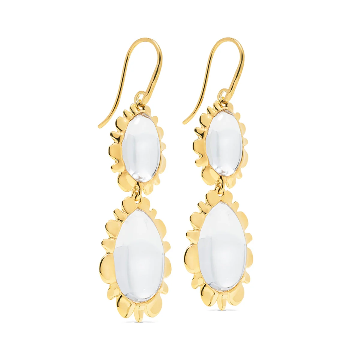 Bliss Double Drop Earrings - Clear Quartz - Image 4
