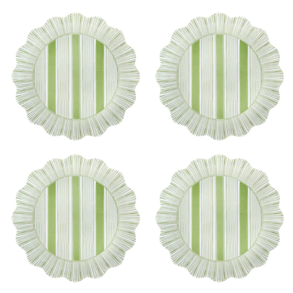 Cabana Stripe Melamine Dessert/Salad Plate Set/4 - Seagrass