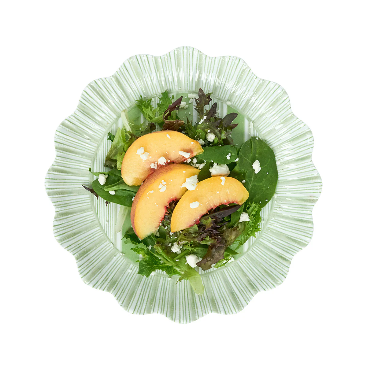 Cabana Stripe Melamine Dessert/Salad Plate Set/4 - Seagrass - Image 2