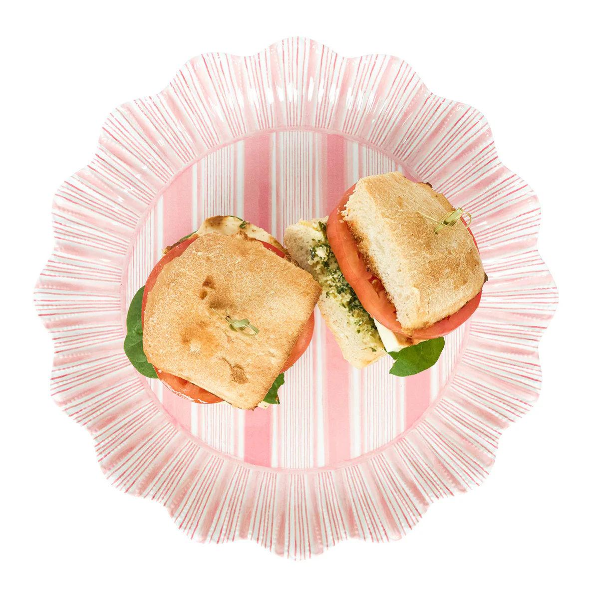 Cabana Stripe Melamine Dinner Plate Set/4 - Coral - Image 3