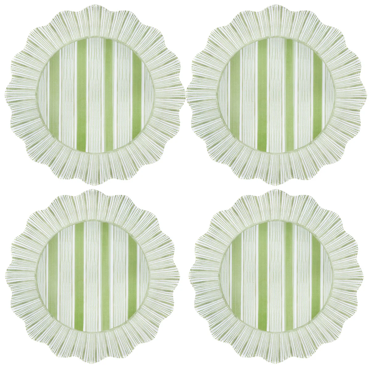 Cabana Stripe Melamine Dinner Plate Set/4 - Seagrass - Image 2
