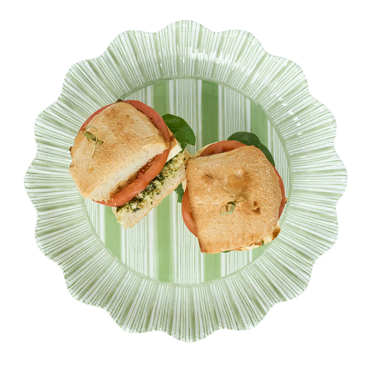 Cabana Stripe Melamine Dinner Plate Set/4 - Seagrass - Image 3