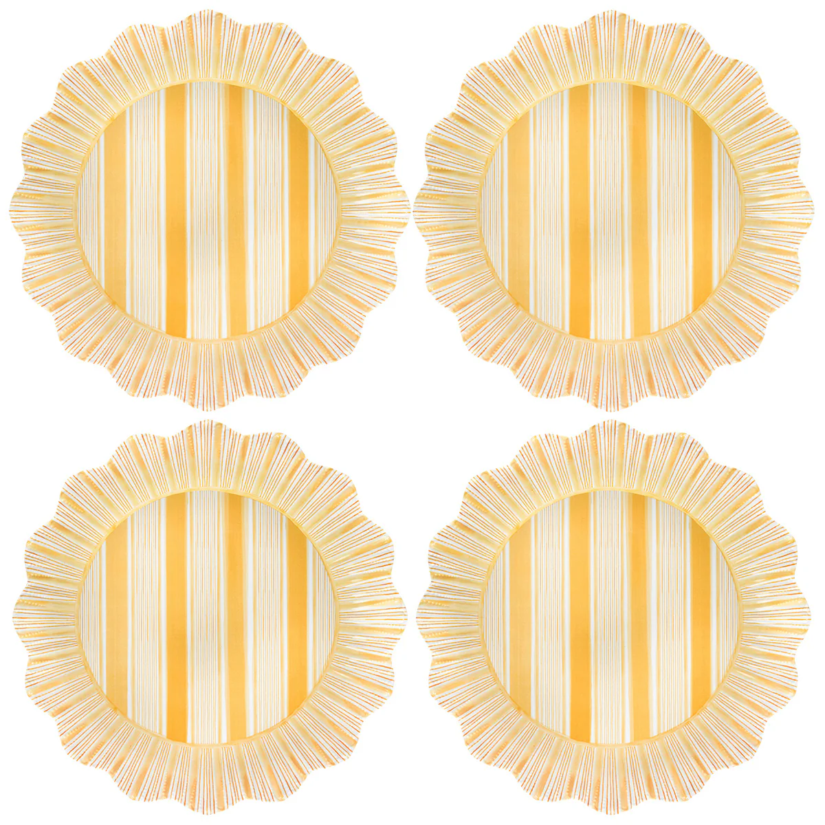 Cabana Stripe Melamine Dinner Plate Set/4 - Sunshine - Image 2