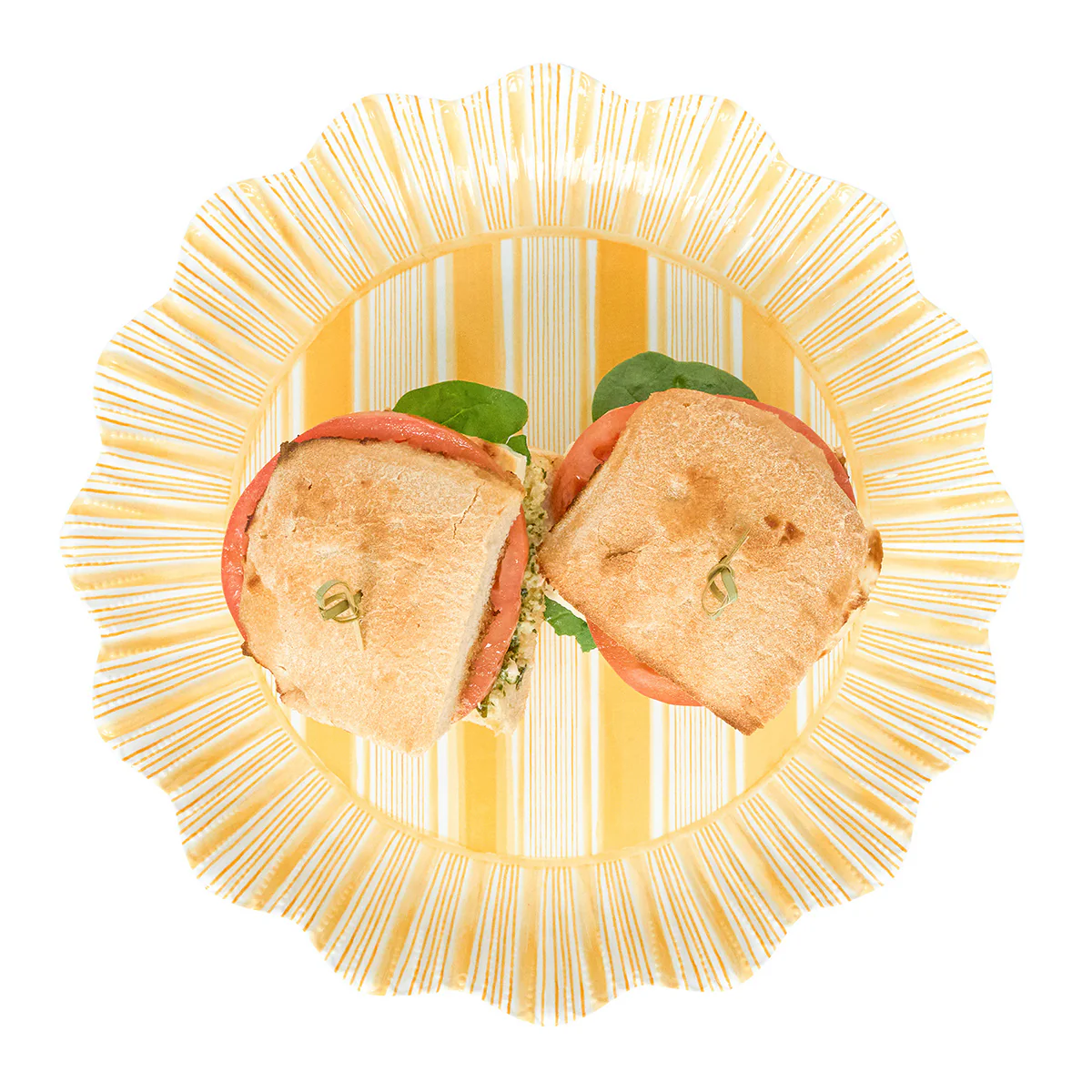 Cabana Stripe Melamine Dinner Plate Set/4 - Sunshine - Image 3