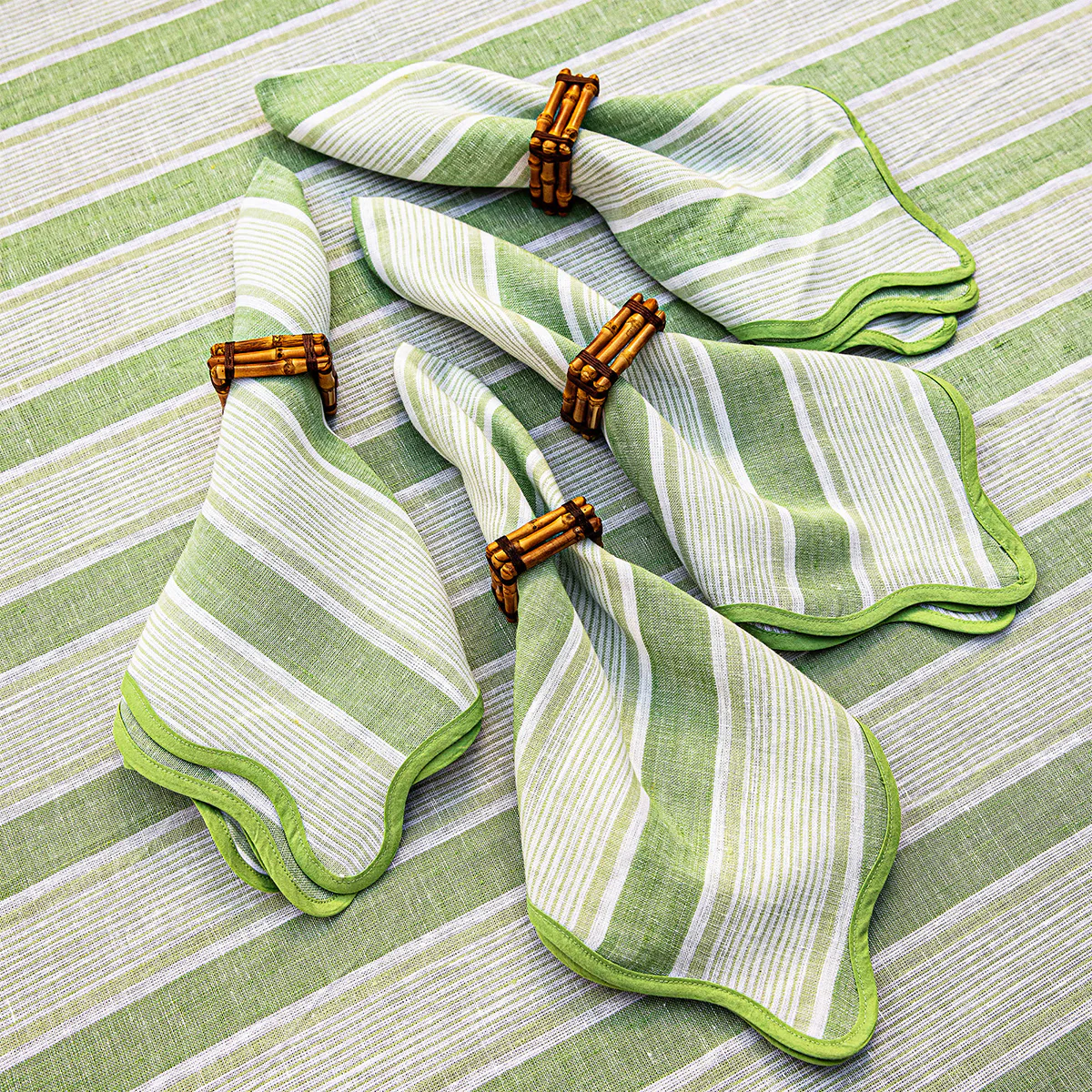 Cabana Stripe Napkin Set/4 - Seagrass - Image 4