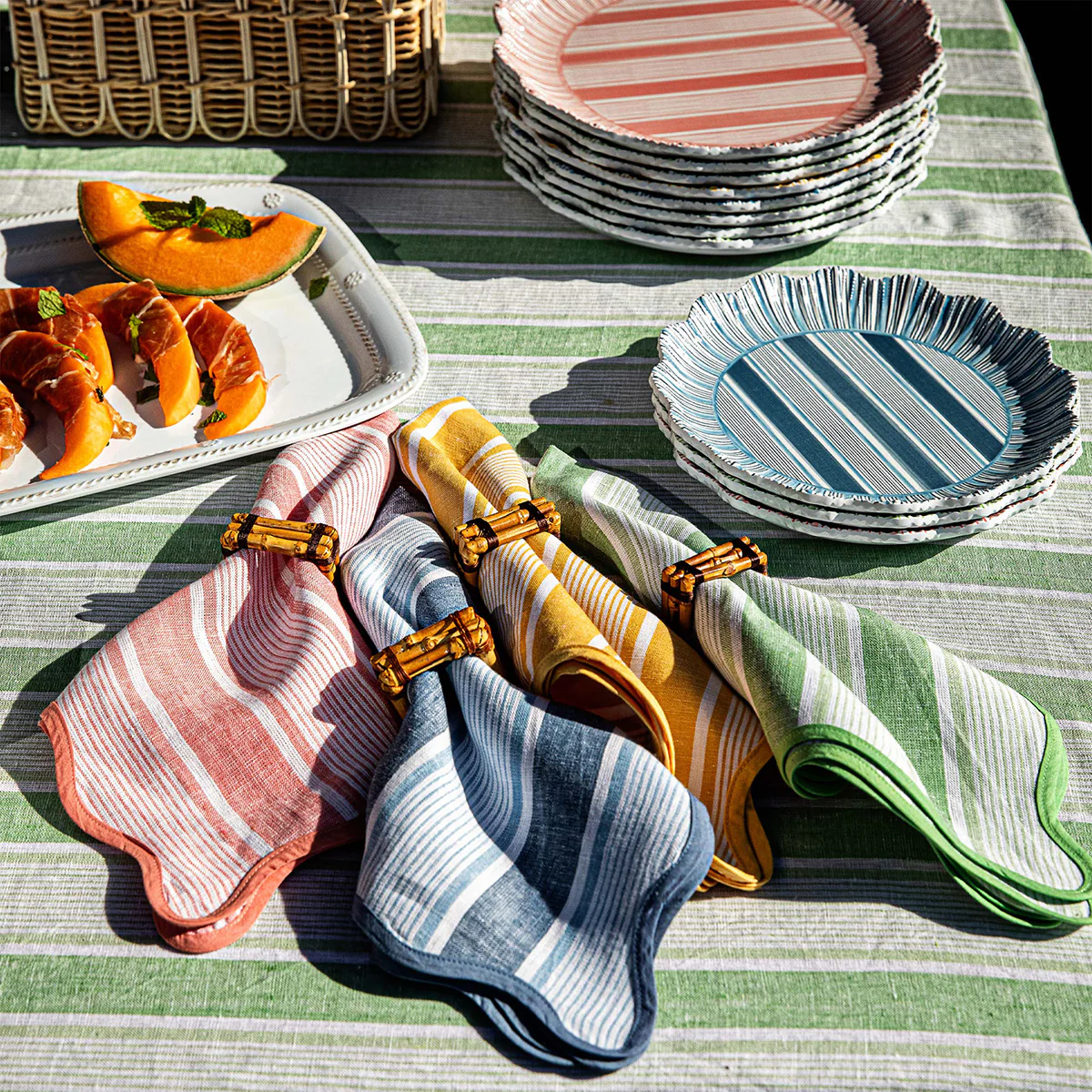 Cabana Stripe Napkin Set/4 - Seagrass - Image 6