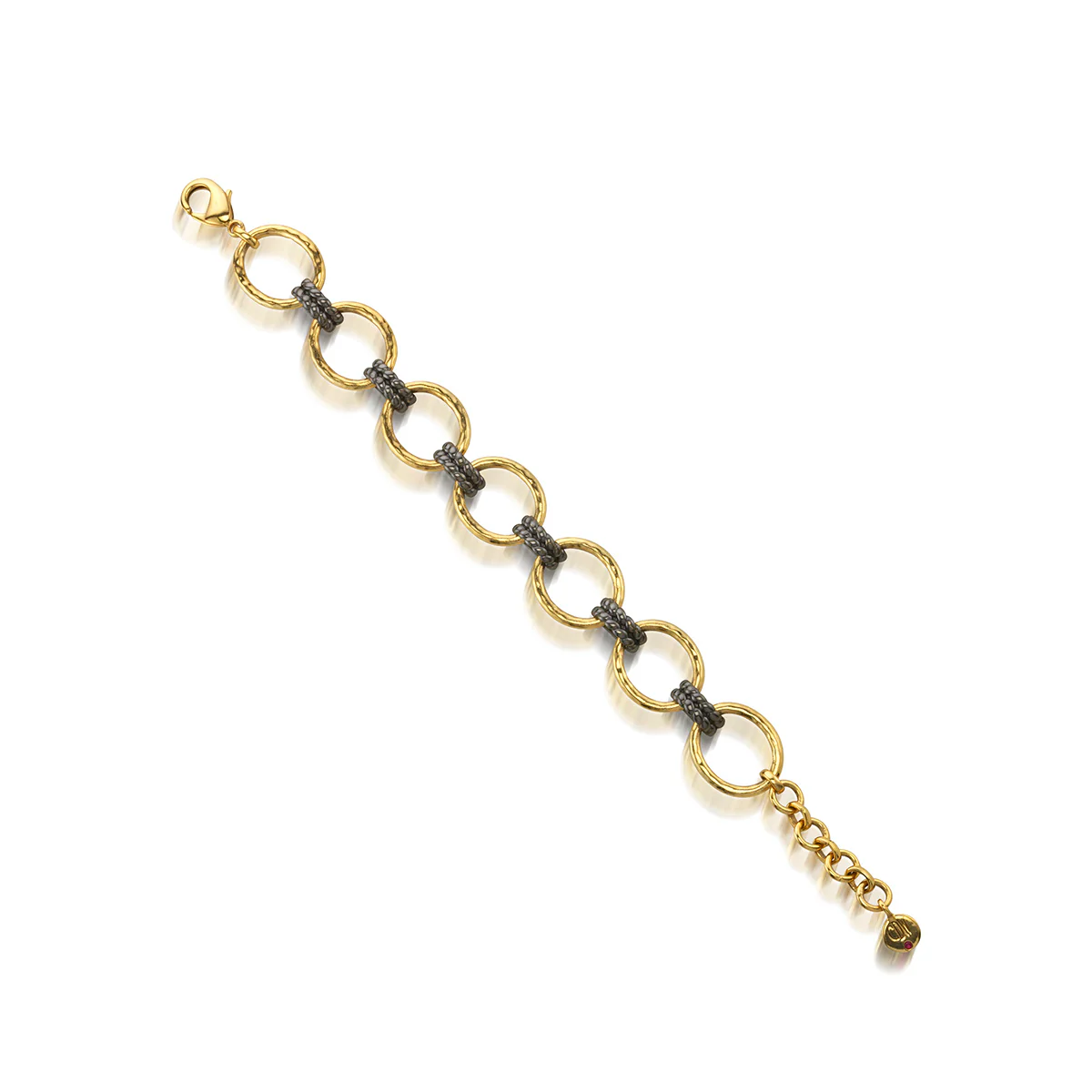 Cleopatra Grande Link Bracelet, 7+1.5" - Gold/Midnight - Image 3