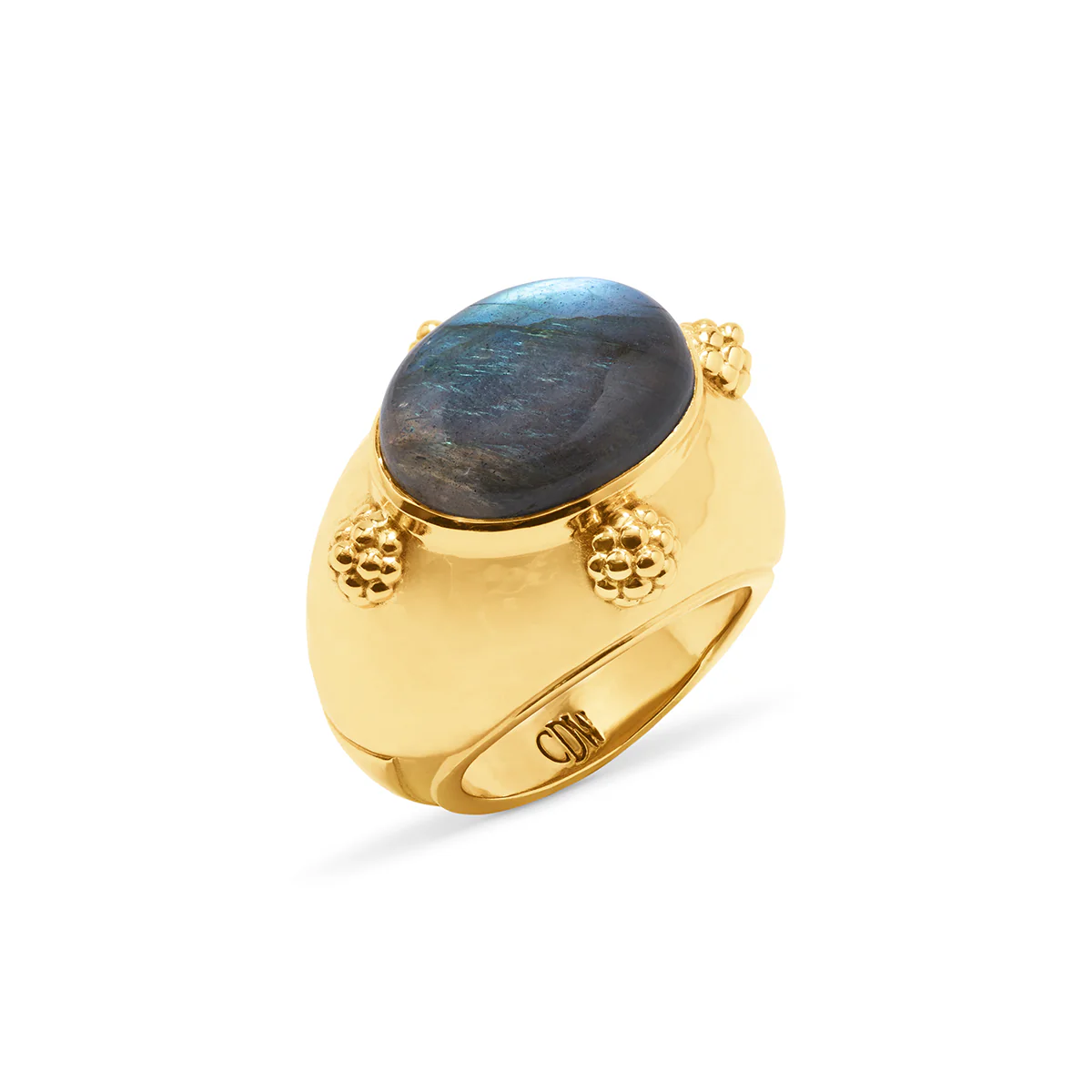 Cleopatra Oval Ring - Gold/Blue Labradorite - Size 8
