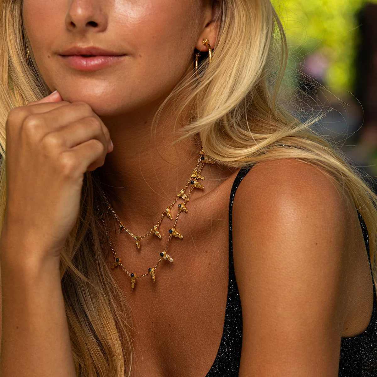 Cleopatra Ra Gem Necklace, 16"+2" - Blue Labradorite - Image 4
