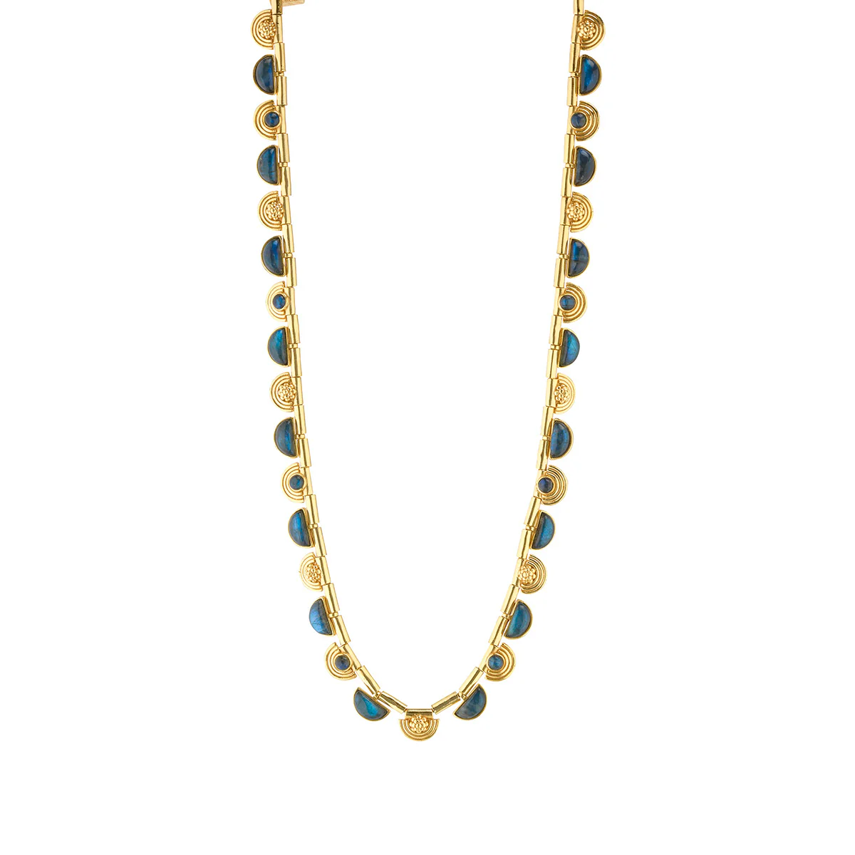 Cleopatra Riviere Necklace, 17"+2" - Blue Labradorite