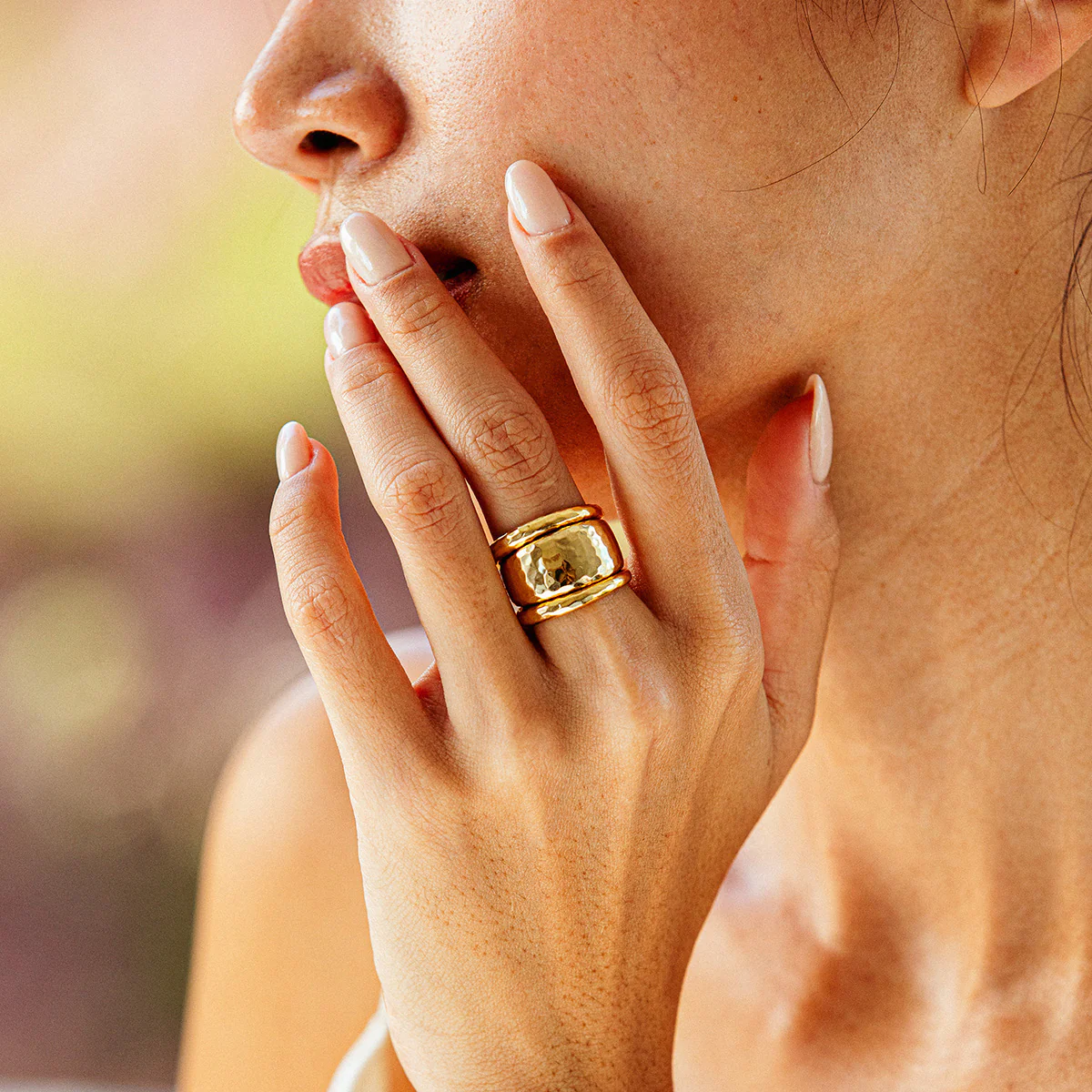 Cleopatra Slice Stacking Ring Set - Gold - Size 8 - Image 4