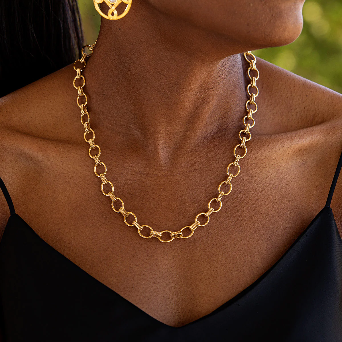 Cleopatra Small Link Necklace, 16"+2" - Gold - Image 5