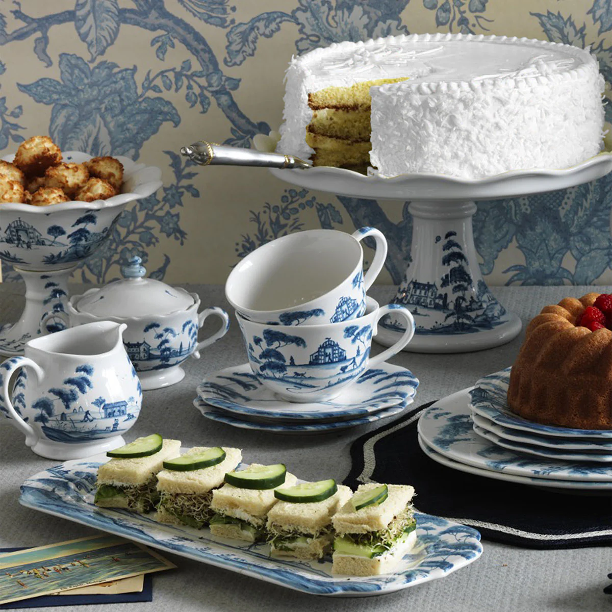 Country Estate 15" Hostess Tray - Delft Blue - Image 3