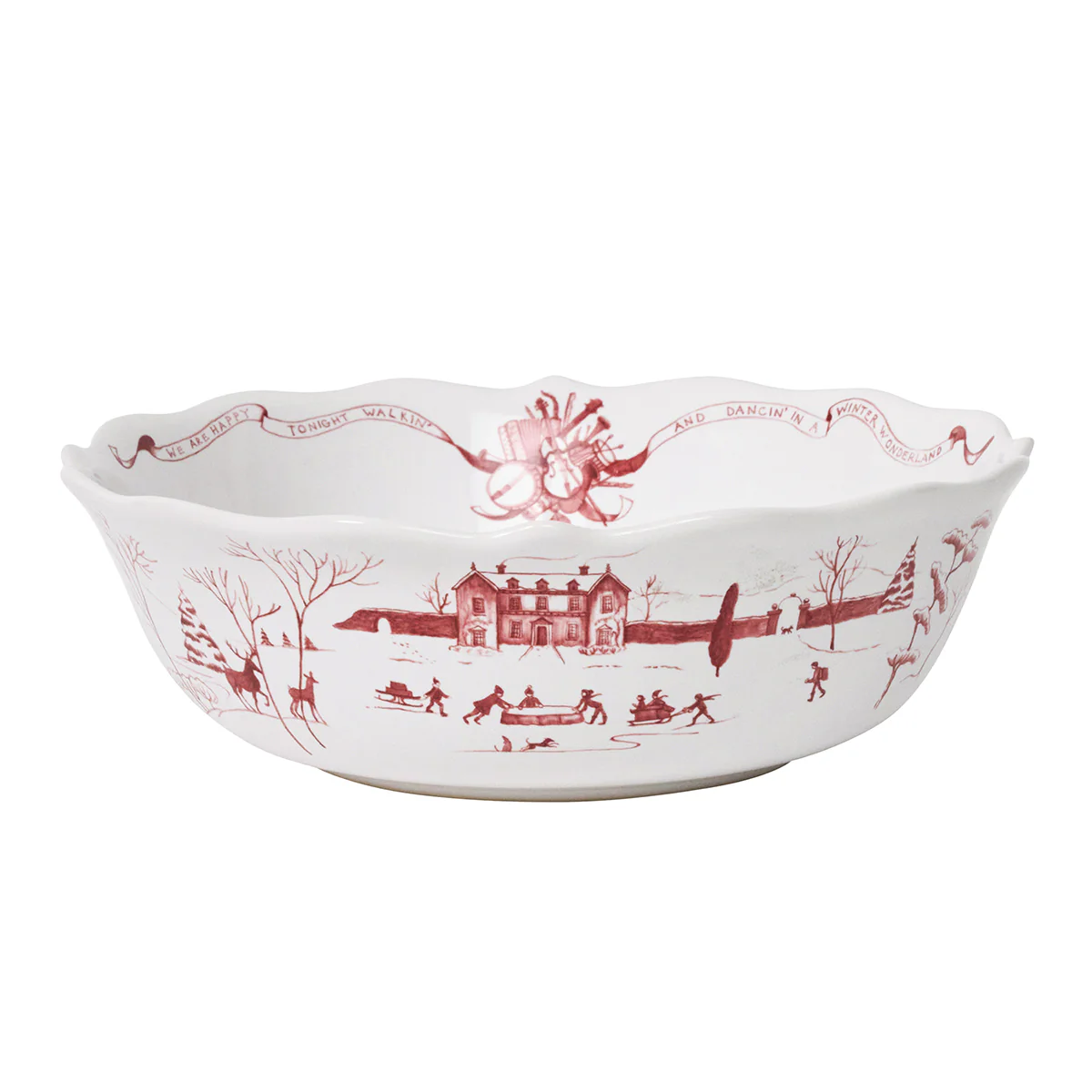 Country Estate Winter Frolic 11" Serving Bowl - Ruby - Image 3