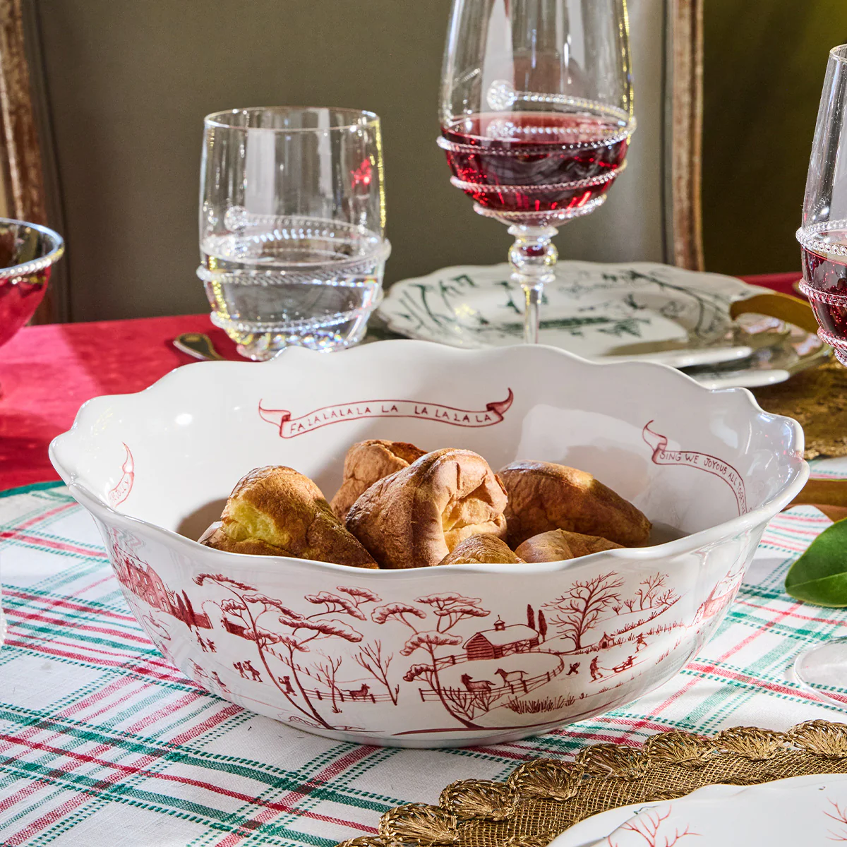 Country Estate Winter Frolic 11" Serving Bowl - Ruby - Image 7