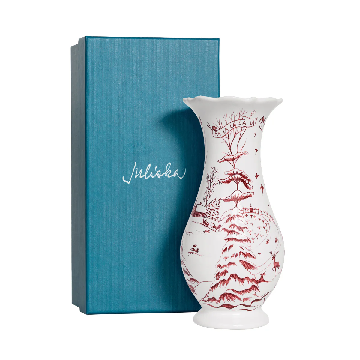 Country Estate Winter Frolic 9" Vase - Ruby - Image 2